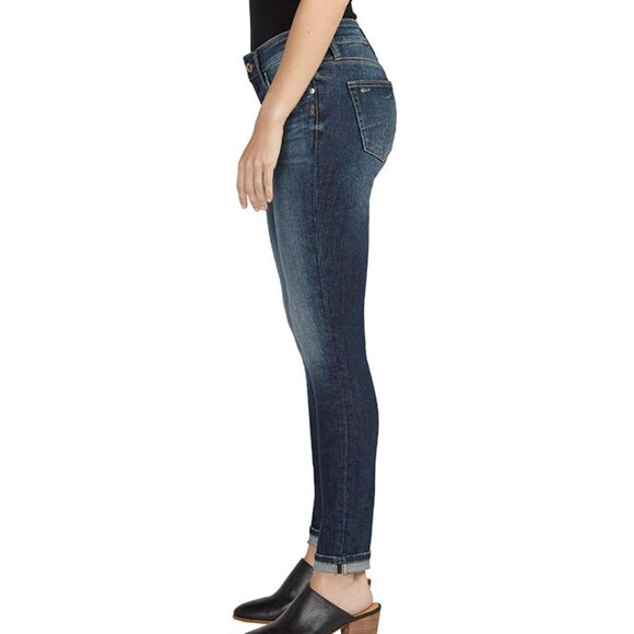 NWT Silver Jeans Girlfriend Mid Rise Slim Leg Jeans In Indigo 29 Inches - Picture 2 of 3